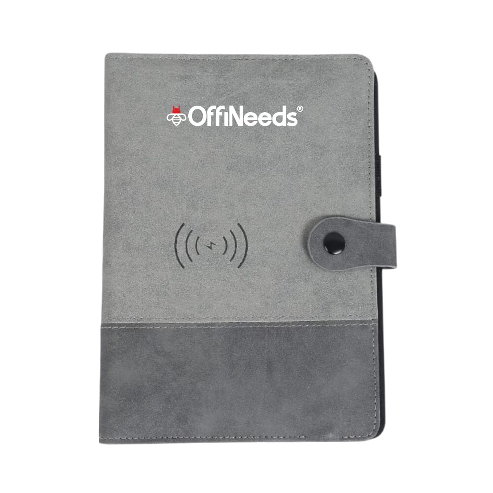 Fuzo Nimble 8000 mAh Power Bank Notebook with 15W Wireless Charger- Grey